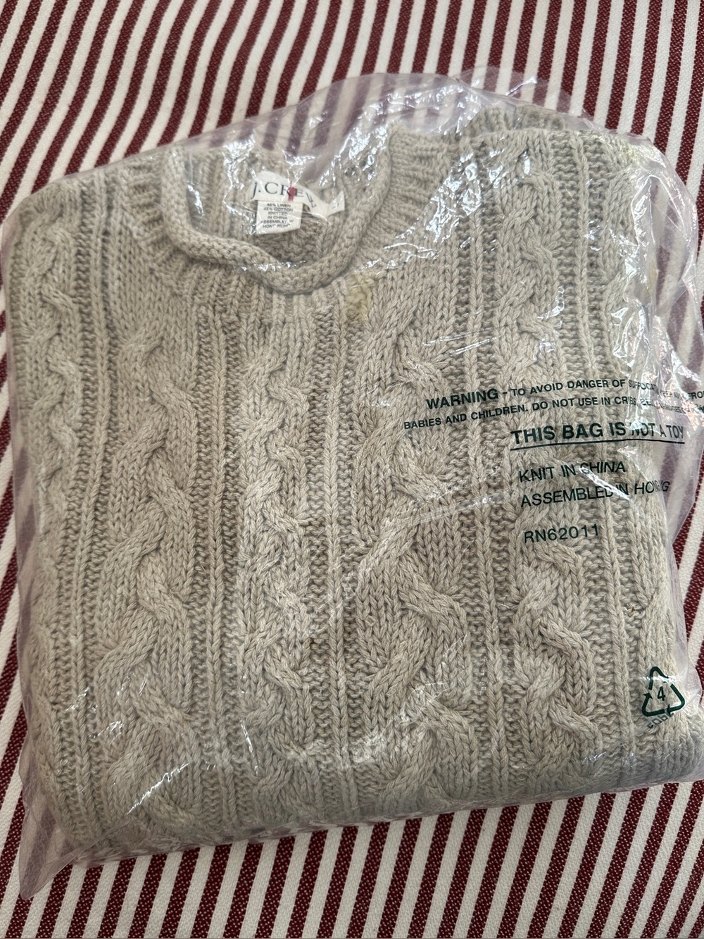 J.Crew 90s Oarsmen Rollneck Cable-Knit Sweater L Cotton Linen Cream Fisherman - Picture 5 of 7